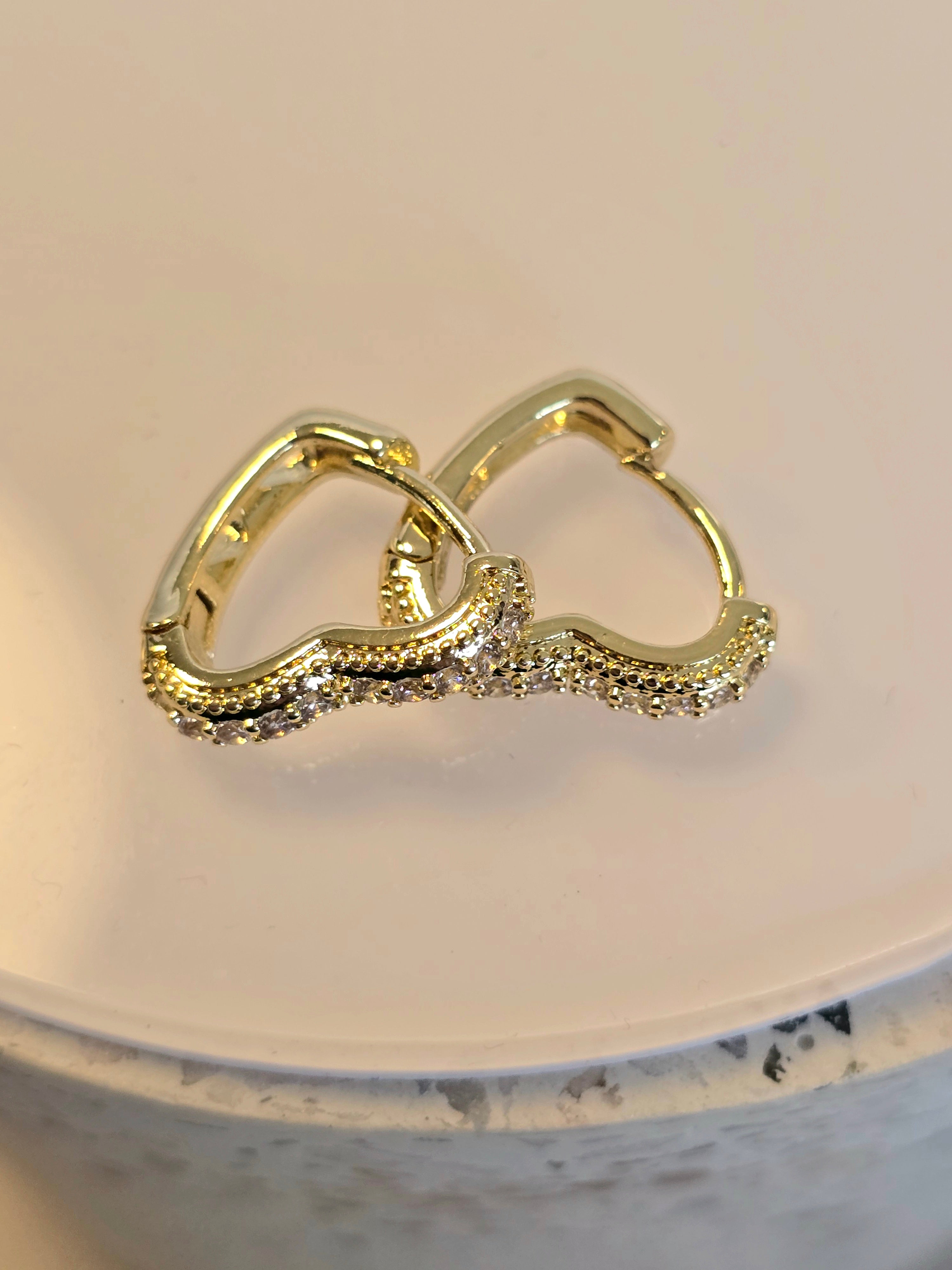 Sweetheart Sparkle Wave Hoops