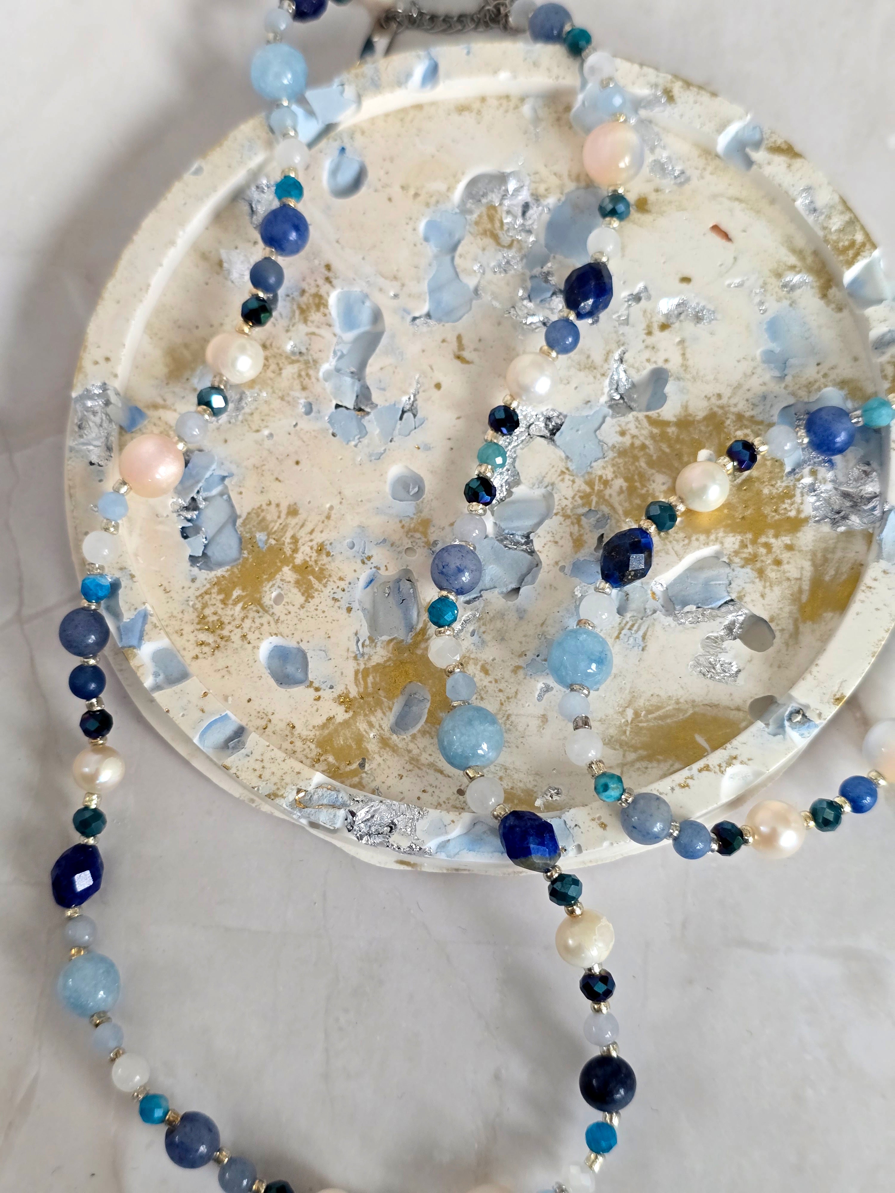 Luna Pearl halskæde blå