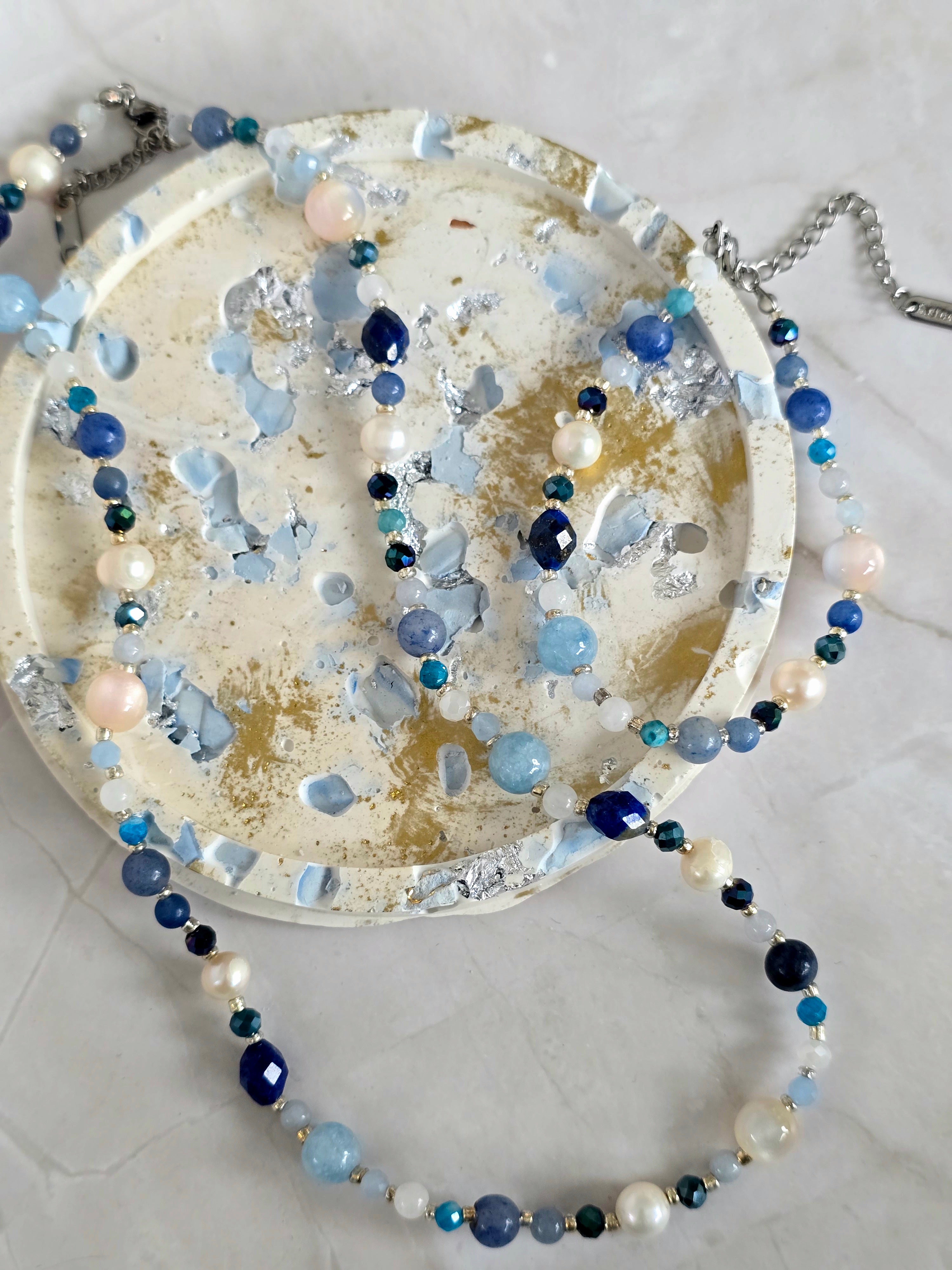 Luna Pearl halskæde blå