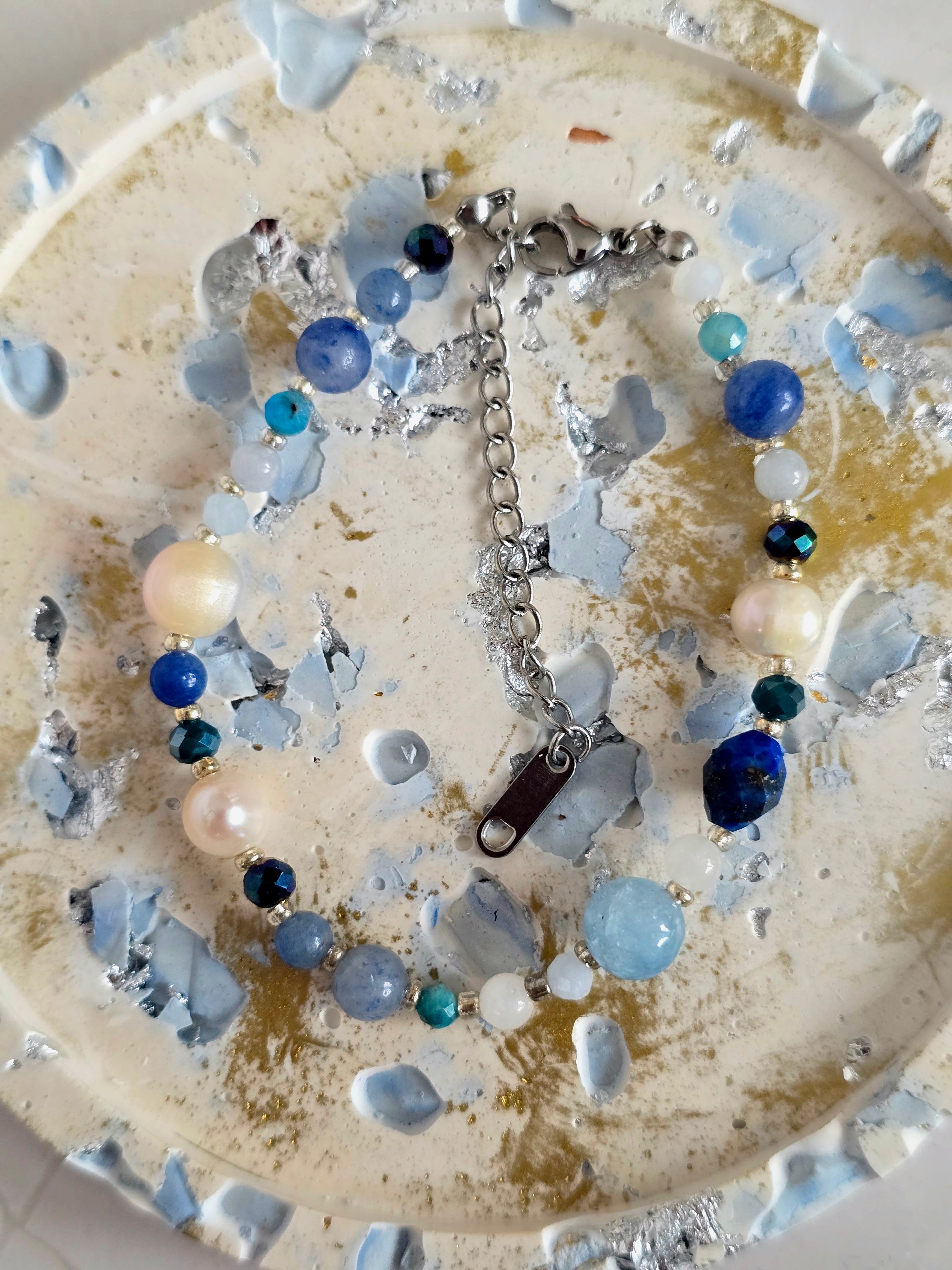 Luna Pearl halskæde blå